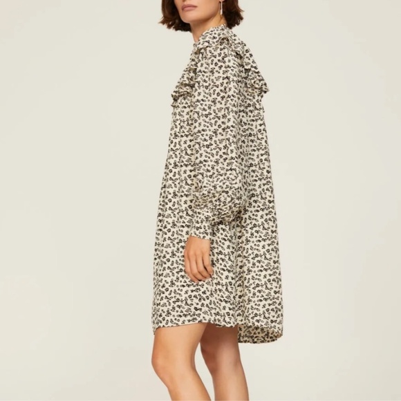 Scotch & Soda | Long Sleeve Floral Smocked Frill Mini Dress | Medium NWT - Picture 3 of 15